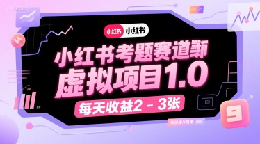 小红书考题赛道虚拟项目1.0,项目操作简单,每天收益2-3张-优品网赚资源库