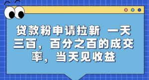 贷款粉申请拉新,一天三张,百分之百的成交率,当天见收益【揭秘】-优品网赚资源库