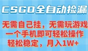 CSGO自动捡漏项目,最新独家玩法,一个手机可操作,新手小白轻松月入1W+,操作简单易上手【揭秘】-优品网赚资源库