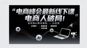 电商峰会最新线下课，电商人破局，如何用AI降本增效，AI应用-全域推广-直播运营-付费流量-优品网赚资源库