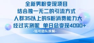 全新男粉变现项目引流人群35以上的男粉消费能力大 经过实测单日变现1k+-优品网赚资源库
