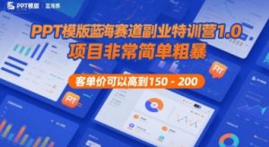 PPT模版蓝海赛道副业特训营1.0，项目非常简单粗暴，客单价可以高到150-200-优品网赚资源库