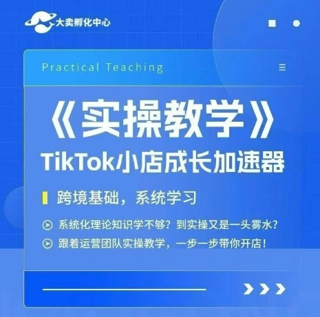 大卖家孵化中心TikTok实操课，TikTok小店成长加速器，跨境基础系统学习，一步一步带你开店-优品网赚资源库
