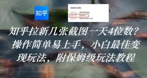 知乎拉新几张截图一天4位数？操作简单易上手，小白最佳变现玩法，附保姆级玩法教程-优品网赚资源库