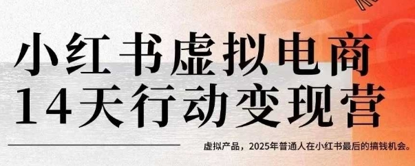 小红书虚拟电商14天变现训练营，虚拟产品，2025年普通人在小红书最后的搞钱机会-优品网赚资源库