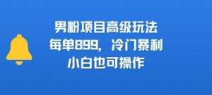 男粉项目高级玩法，每单899，冷门暴利，小白也可操作-优品网赚资源库