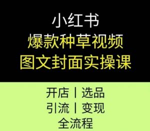 小红书爆款种草视频图文封面实操课，开店、选品、引流、变现全流程-优品网赚资源库