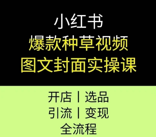 小红书爆款种草视频图文封面实操课，开店、选品、引流、变现全流程-优品网赚资源库
