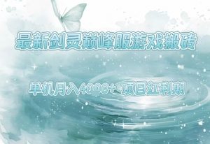 最新剑灵巅峰服游戏搬砖，项目红利期，单机稳定月入4k+操作简单好上手【揭秘】-优品网赚资源库
