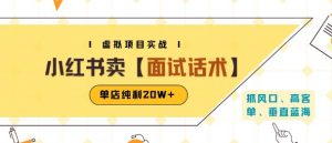 小红书虚拟项目掘金，卖面试话术资料，单店纯利20W+(附爆款笔记制作方法)-优品网赚资源库
