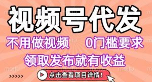 视频号代发，不用剪辑不用做视频，0门槛要求，领取发布就有收益，任务没有无上限，小白轻松上手【揭秘】-优品网赚资源库