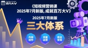 短视频营销课2025年7月新版，三大体系成就百万大V-优品网赚资源库