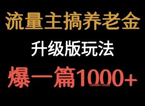 流量主之养老金升级版玩法 爆一篇收益1k+-优品网赚资源库