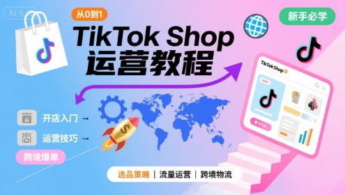 TikTok Shop从0到1运营教程，TikTok跨境电商新手必学课程-优品网赚资源库
