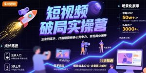 短视频破局实操营,业余到高手,打造短视频核心竞争力,实现商业闭环-优品网赚资源库