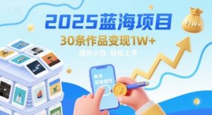 2025蓝海项目30条作品 变现1w+ 有手就能操作适合小白做-优品网赚资源库