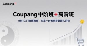 Coupang中阶班+高阶班，0到1入门跨境电商，在家一台电脑挣韩国人的钱-优品网赚资源库