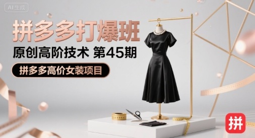 拼多多打爆班原创高阶技术第45期，拼多多高价女装项目-优品网赚资源库