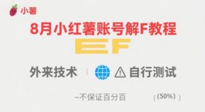 8月小红薯账号解封教程，外来技术，自行测试，不保证百分百-优品网赚资源库