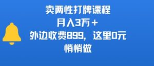 卖两性打牌课程,月入3W+外边收费899的课程,这里0元,悄悄做-优品网赚资源库