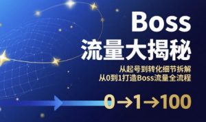 Boss流量大揭秘,从起号到转化细节拆解,从0到1打造Boss流量全流程-优品网赚资源库