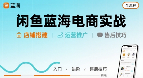 闲鱼蓝海电商实战,店铺搭建运营售后全流程-优品网赚资源库