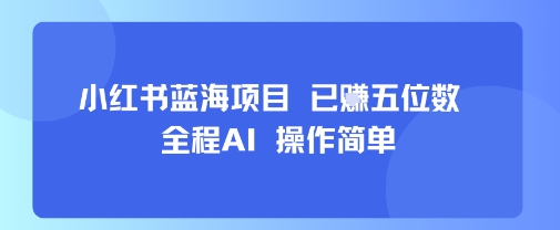 小红书蓝海项目，全程AI，操作简单，已挣五位数-优品网赚资源库