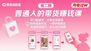 小红书带货第二期训练营,普通人月收过W的带货课,时间自由,零门槛无压货,一部手机即可操作-优品网赚资源库