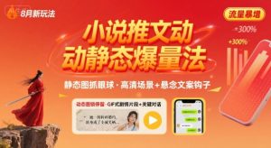 8月小说推文全新玩法，动静态图片+搭配小说文案爆量玩法-优品网赚资源库