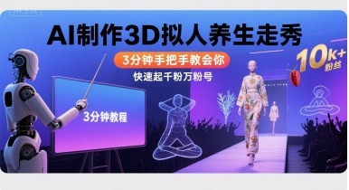 Ai制作3D拟人养生走秀，3分钟手把手教会你，快速起千粉万粉号-优品网赚资源库