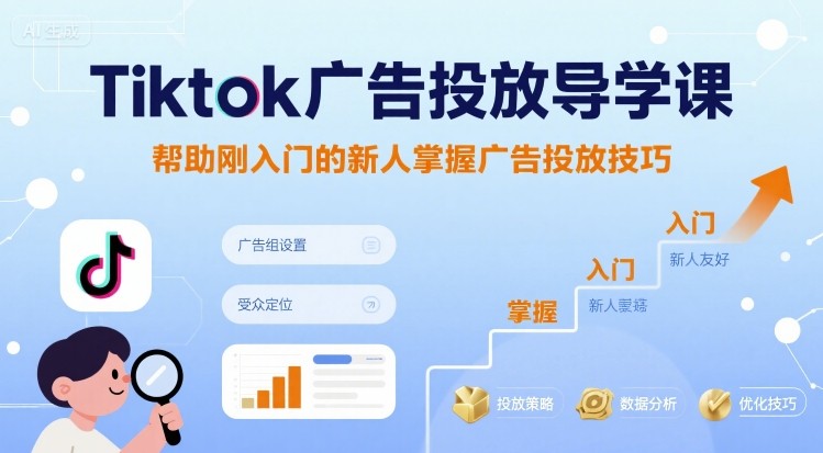 Tiktok广告投放导学课,帮助刚入门的新人掌握广告投放技巧-优品网赚资源库