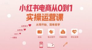 小红书电商从0到1实操运营课，从零开始，简单易学-优品网赚资源库