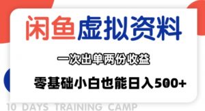 闲鱼虚拟资料新变现玩法,信息差项目,一次出单两份收益,无需囤货,可批量矩阵,零基础小白也能日入多张-优品网赚资源库