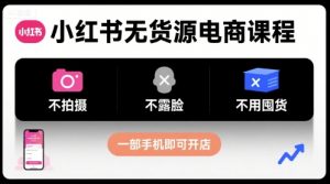 小红书无货源电商课程,不拍摄不露脸不用囤货,一部手机即可开店-优品网赚资源库