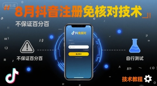 8月抖音注册免核对技术，不保证百分百，自测-优品网赚资源库