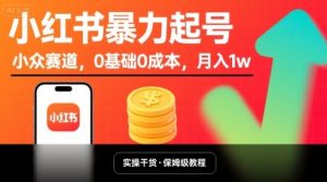 小红书暴力起号，小众赛道，0基础0成本，月入1w-优品网赚资源库