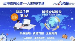 出海去孵化器，一人出海实战课，​超级个体第1站，解锁全球增长-优品网赚资源库