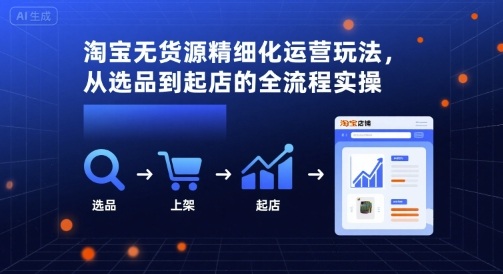 淘宝无货源精细化运营玩法，从选品到起店的全流程实操-优品网赚资源库