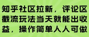 知乎社区拉新，评论区截流玩法当天就能出收益，操作简单人人可做-优品网赚资源库