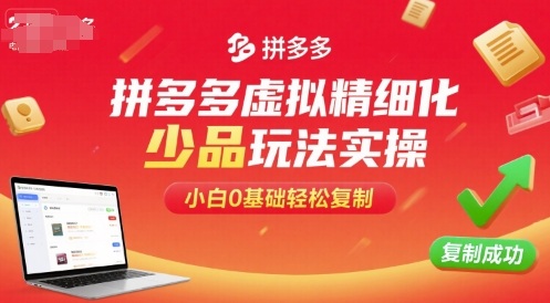 拼多多虚拟精细化少品玩法实操,小白0基础轻松复制-优品网赚资源库