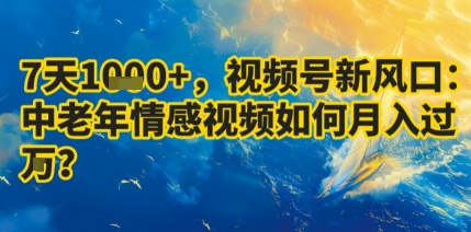 7天收益1k+，视频号新风口：中老年情感视频如何月入过W?-优品网赚资源库