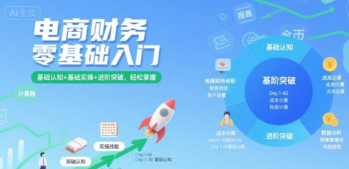 电商财务零基础入门,基础认知+基础实操+进阶突破,轻松掌握-优品网赚资源库