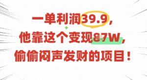 一单利润39.9，有人靠这个变现几十个，偷偷闷声发财的项目-优品网赚资源库