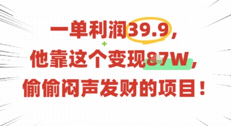 一单利润39.9,有人靠这个变现几十个,偷偷闷声发财的项目-优品网赚资源库