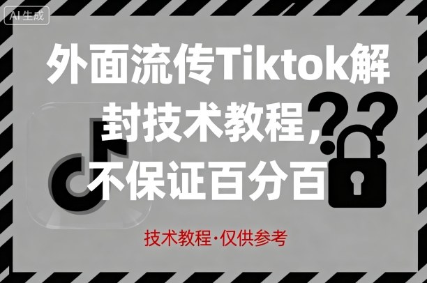 外面流传Tiktok解封技术教程，不保证百分百，具体自测-优品网赚资源库