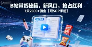 B站带货秘籍,新风口,抢占红利,7天2k+佣金【附SOP手册】-优品网赚资源库
