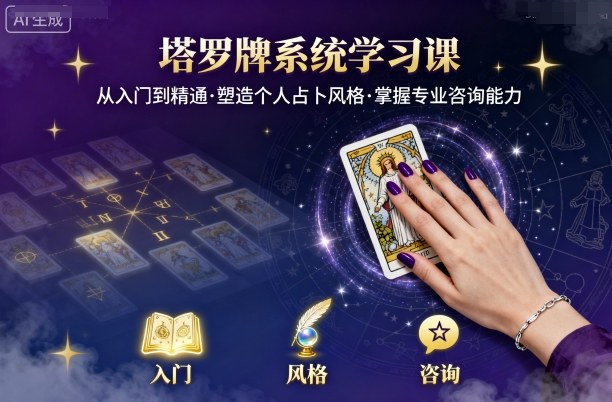 塔罗牌系统学习课，助你从入门到精通，塑造个人占卜风格，掌握专业咨询能力-优品网赚资源库