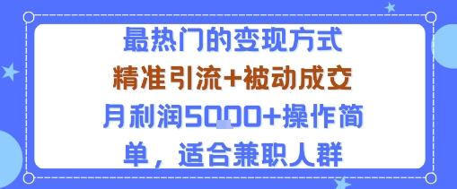 小众赛道玩法：当下最热门的变现方式，精准引流+被动成交月利润5k+操作简单，适合兼职人群-优品网赚资源库