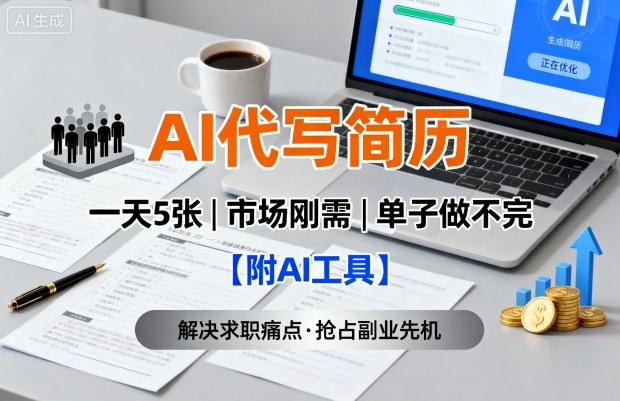AI代写简历，一天5张，今年找工作难，市场刚需，单子做不完【附AI工具】-优品网赚资源库