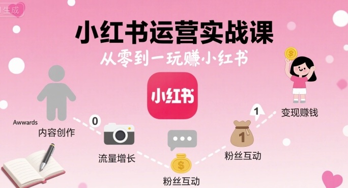 小红书运营实战课，从零到一玩賺小红书-优品网赚资源库